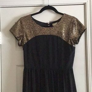 Black With Golf Sequin Full Length Dress